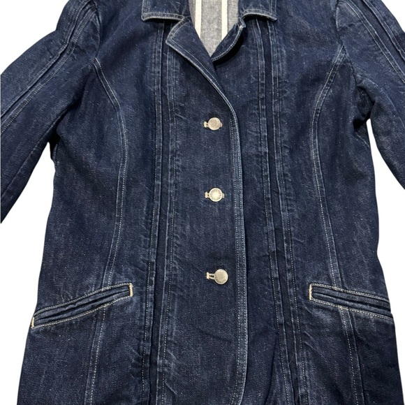 EUC Amazing denim J Jill jacket with gold buttons Linen Cotton blend Sz 4 - Picture 3 of 10